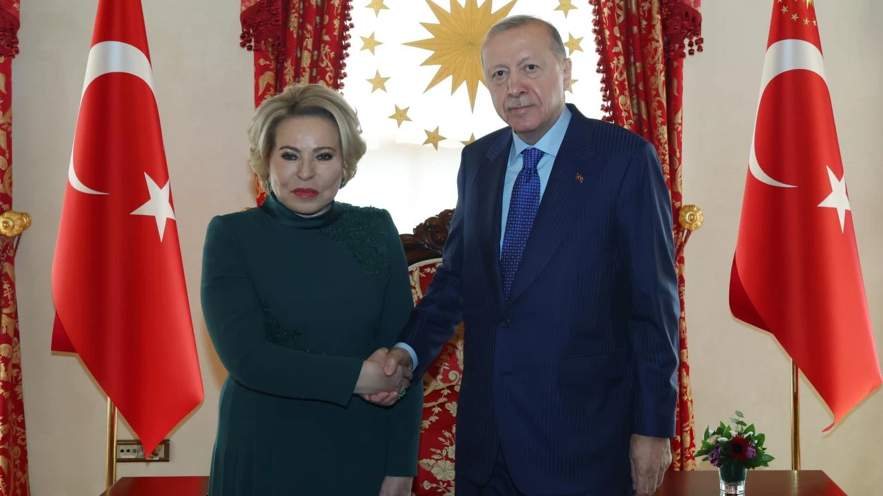 CUMHURBAŞKANI ERDOĞAN, RUSYA FEDERASYON KONSEYİ BAŞKANI MATVİYENKO’YU KABUL ETTİ