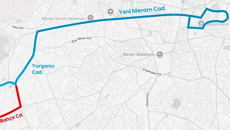 Konya’da 4 Nolu Meram Yeni Yol Hattında Güzergah Değişikliği