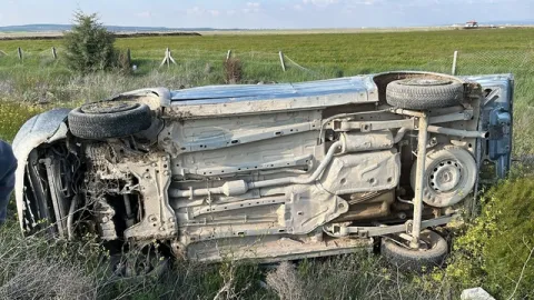 Konya’da kontrolden çıkan araç takla attı: 1 kişi yaralandı