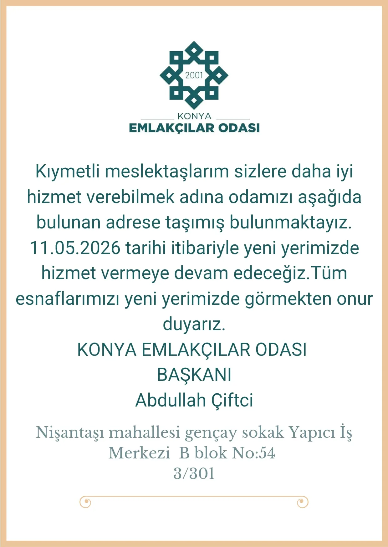 Konya Emlakçılar Odası Yeni Hizmet Binasına Taşındı