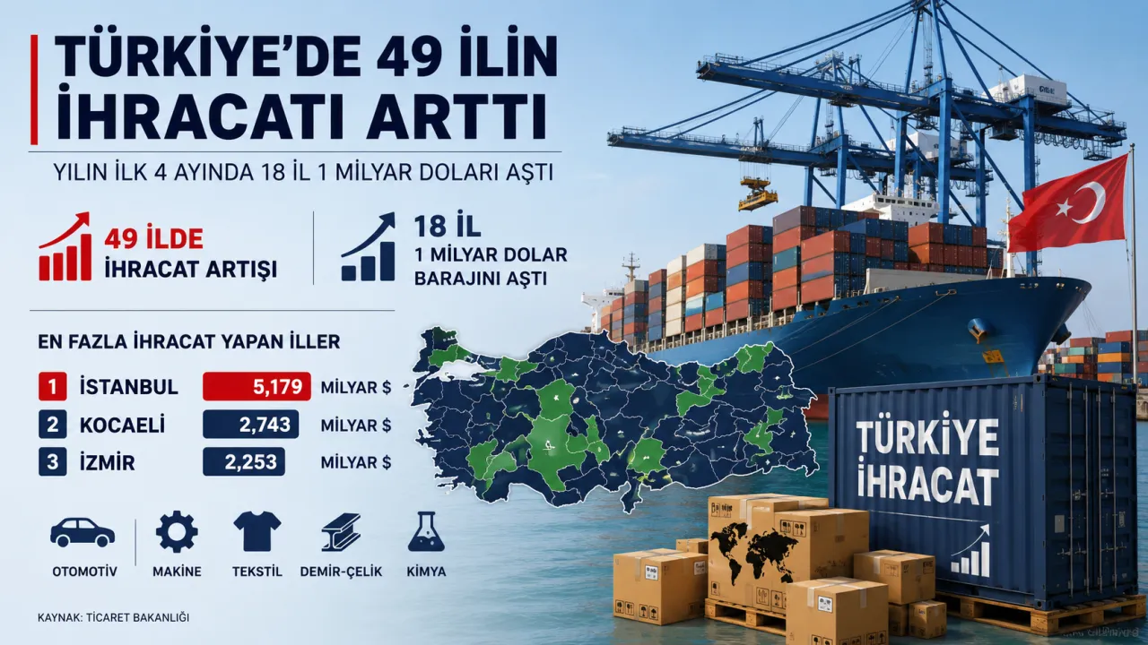 Türkiye İhracatta Yükseldi! 49 İlde Artış, 18 İl Rekor Kırdı