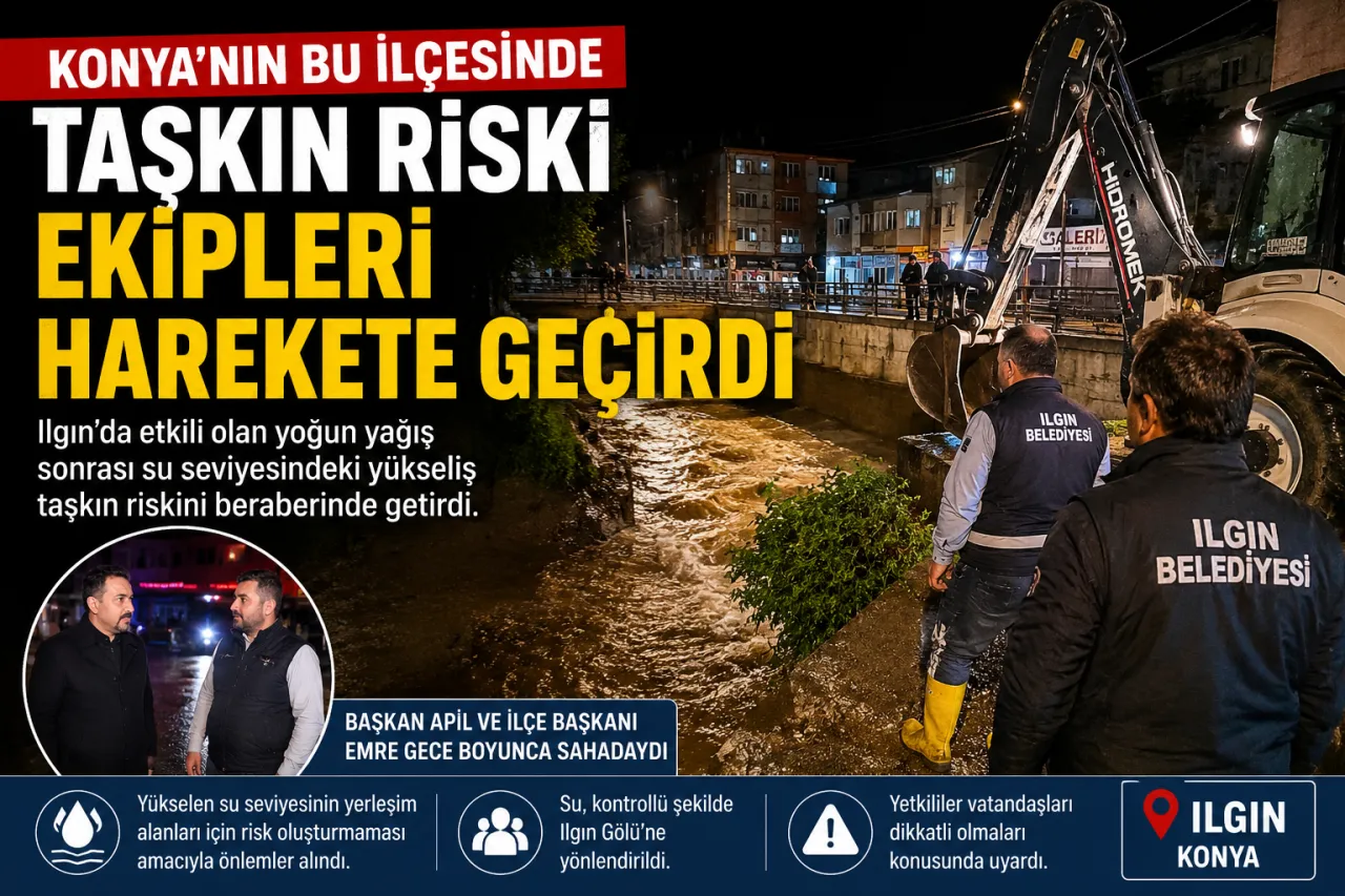 Konya’nın Ilgın İlçesinde Taşkın Riski Alarmı: Ekipler Gece Boyunca Sahadaydı