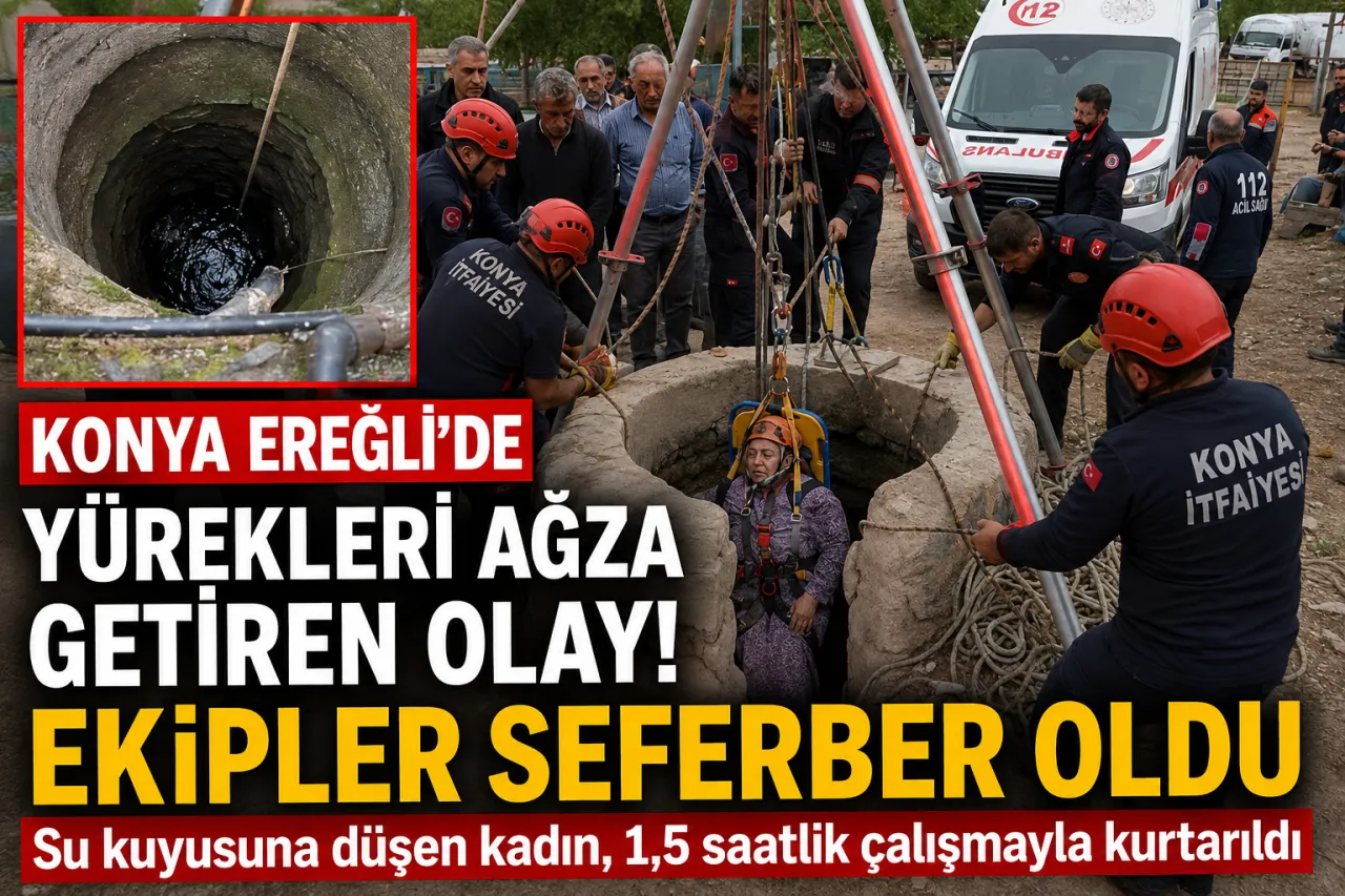 Konya’da Zamanla Yarış: Kuyuya Düşen Kadın İçin 1,5 Saatlik Kurtarma Operasyonu