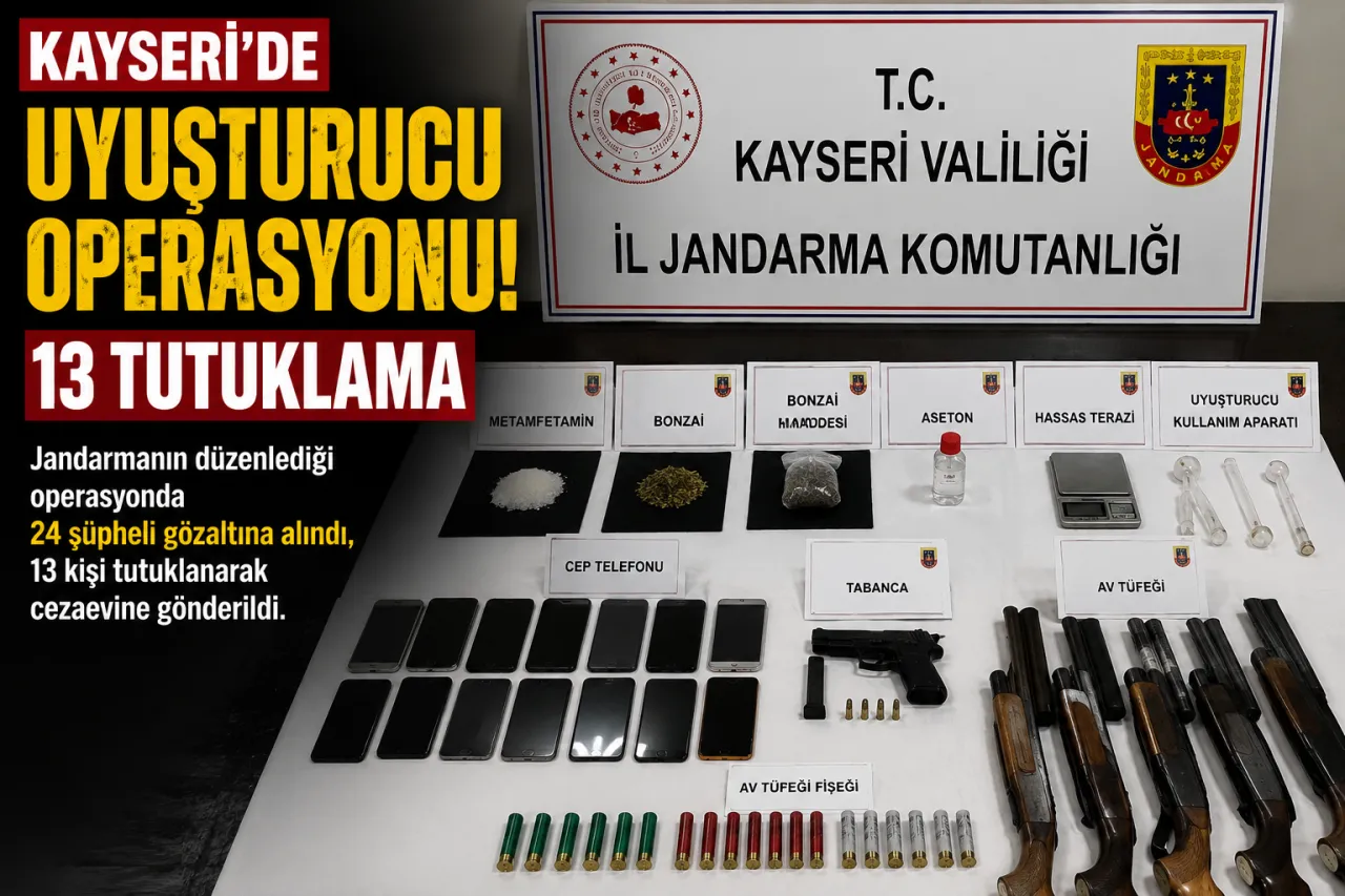 Kayseri’de Uyuşturucu Operasyonu: 24 Gözaltı, 13 Şüpheli Tutuklandı