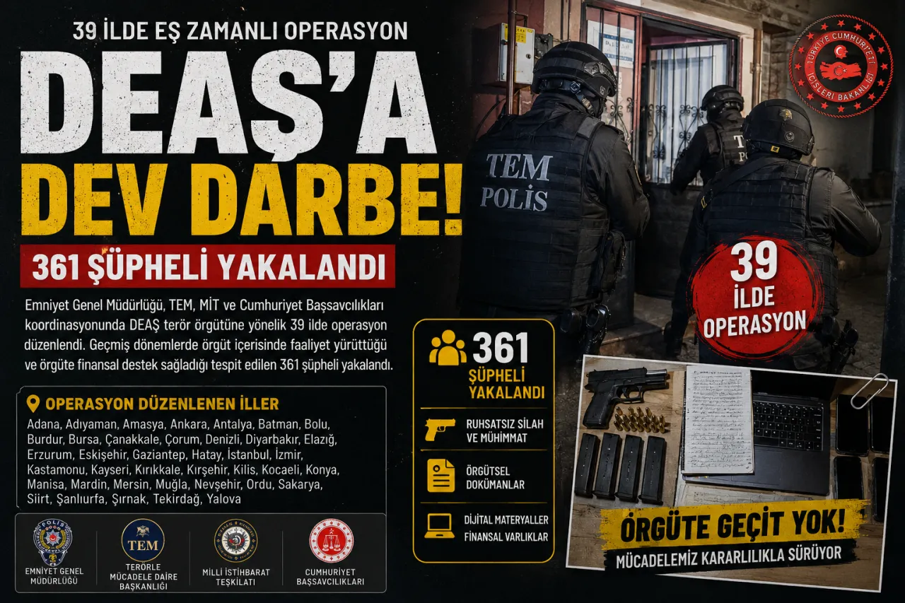 DEAŞ'a 39 İlde Dev Operasyon: 361 Şüpheli Yakalandı