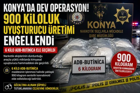 Konya'da Dev Uyuşturucu Operasyonu: 900 Kilogramlık Üretim Engellendi