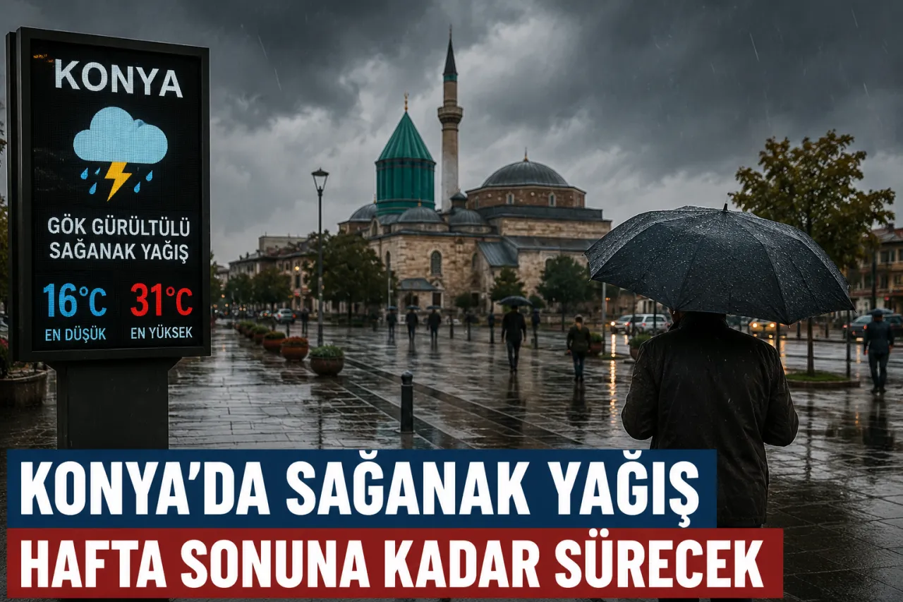 Konya'da Gök Gürültülü Sağanak Yağış Hafta Sonuna Kadar Sürecek
