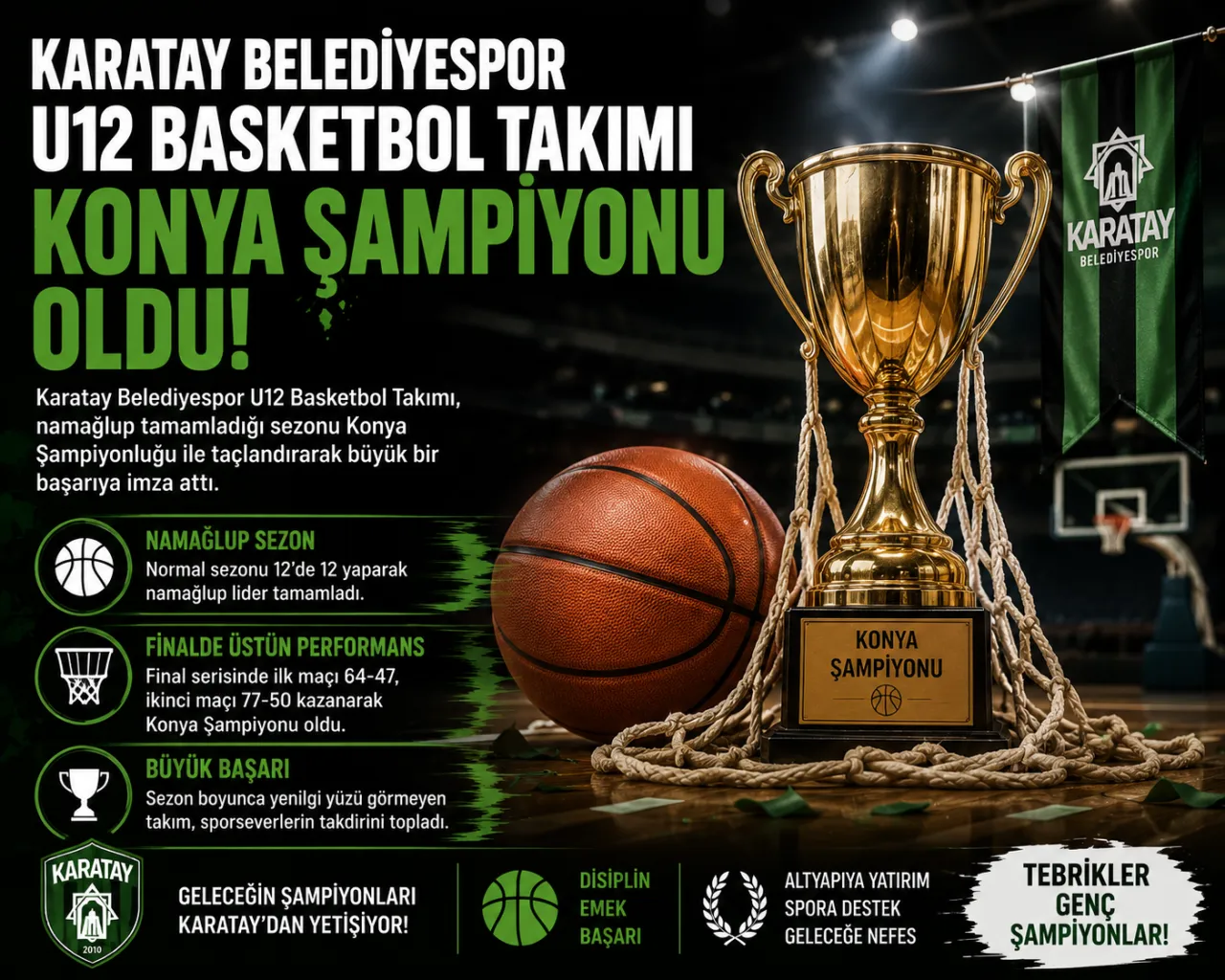 Karatay Belediyespor U12 Takımı Sezonu Konya Şampiyonluğu ile Tamamladı