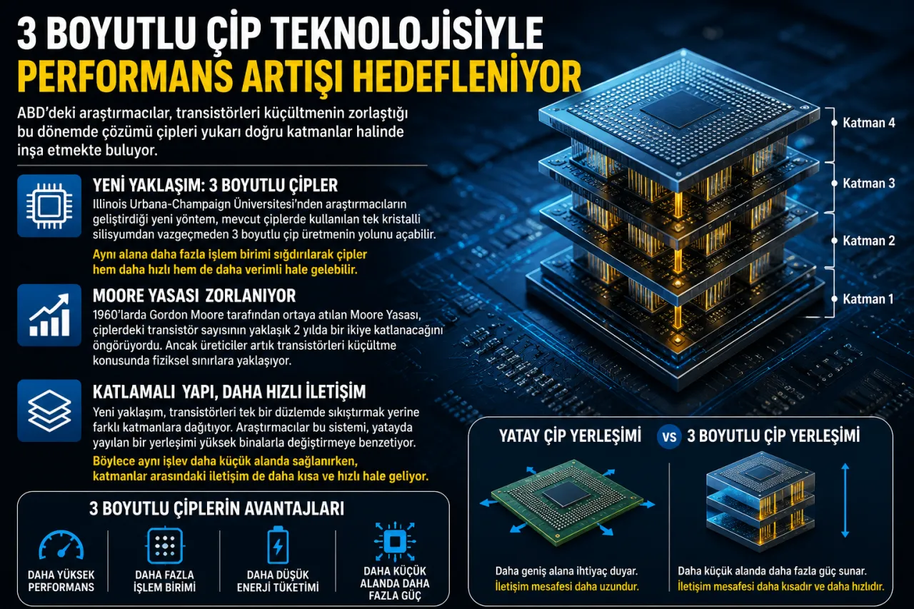 3 Boyutlu Çip Teknolojisiyle Performans Artışı Hedefleniyor