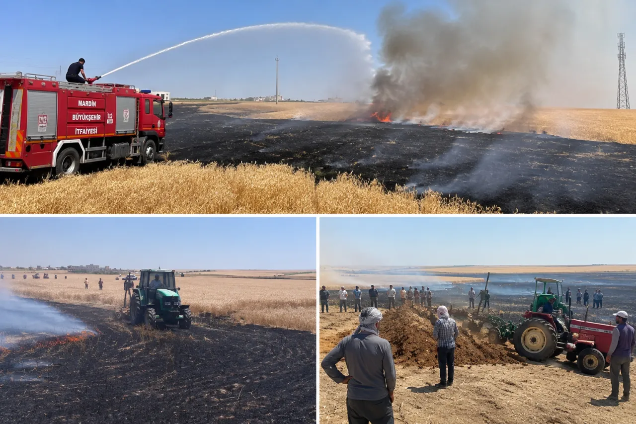 Mardin Kızıltepe’de 80 Dönüm Buğday Ekili Alan Yandı