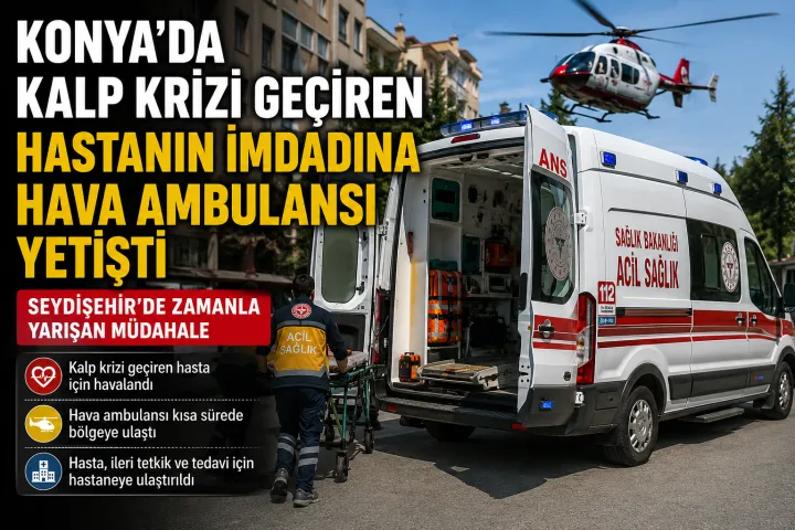 Konya’da Kalp Krizi Geçiren Hasta Hava Ambulansıyla Sevk Edildi