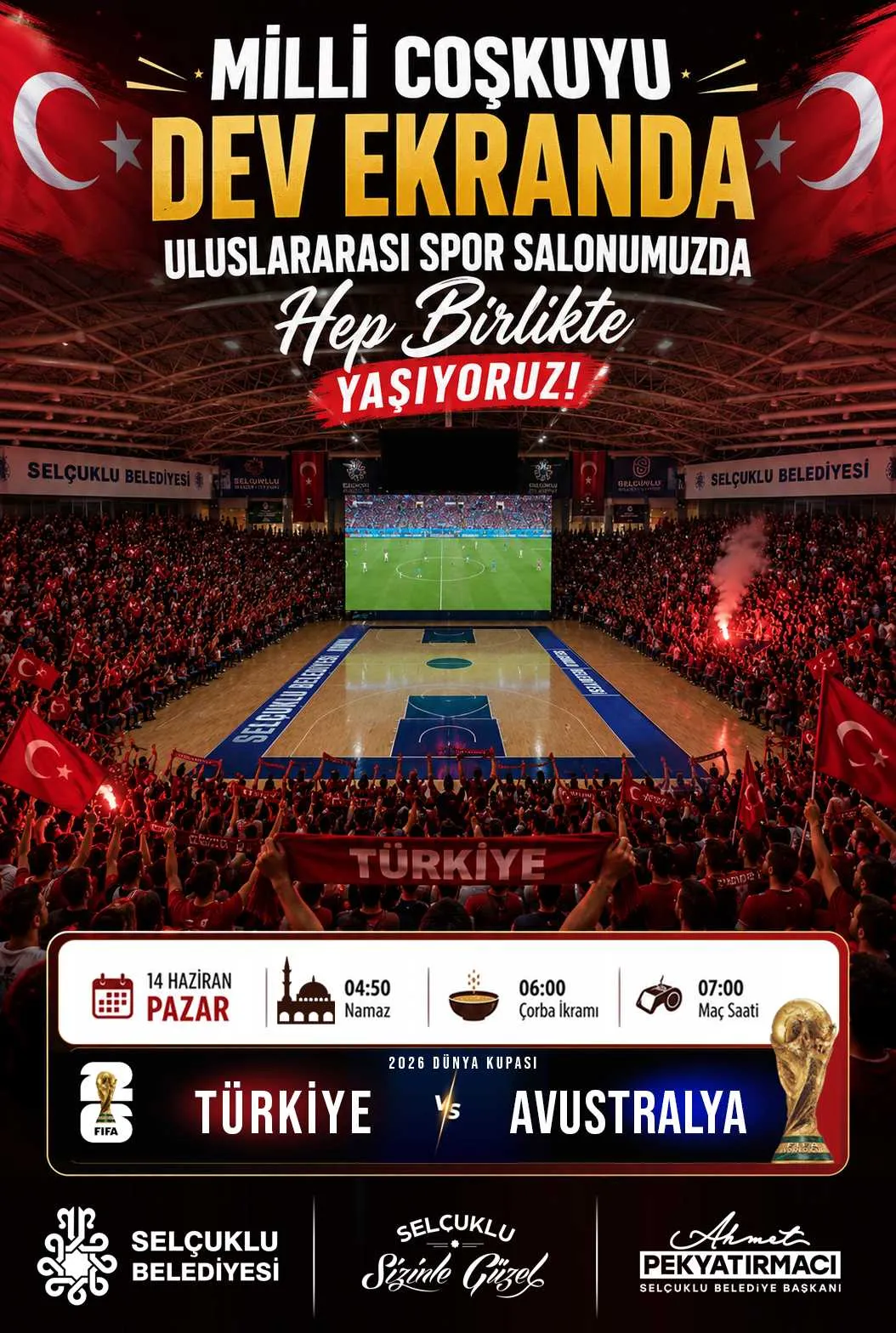 Milli Maç Heyecanı Selçuklu'da Dev Ekranda Yaşanacak