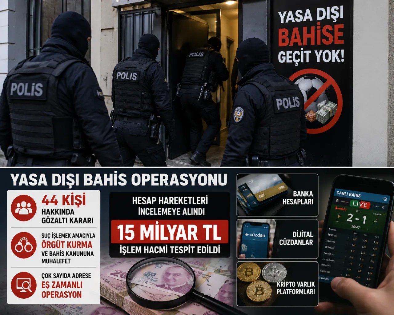 Yasa Dışı Bahis Soruşturmasında 44 Kişi Hakkında Gözaltı Kararı