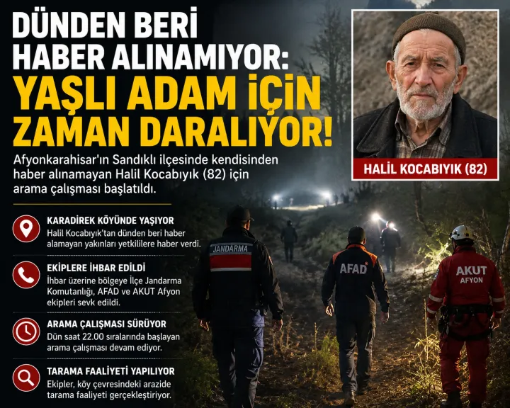 Sandıklı'da Kayıp Alarmı: Halil Kocabıyık İçin Arama Çalışmaları Sürüyor