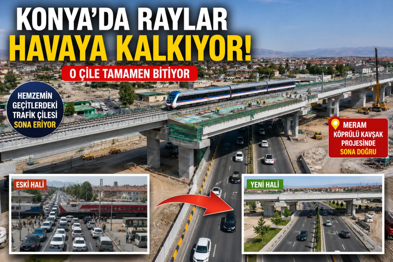 Konya’da raylar havaya kalkıyor! Meram’daki hemzemin geçit sorunu tarihe karışıyor