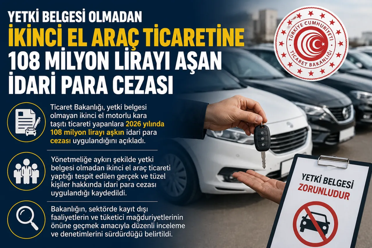 Yetki Belgesiz Araç Ticaretine 108 Milyon Liralık Ceza