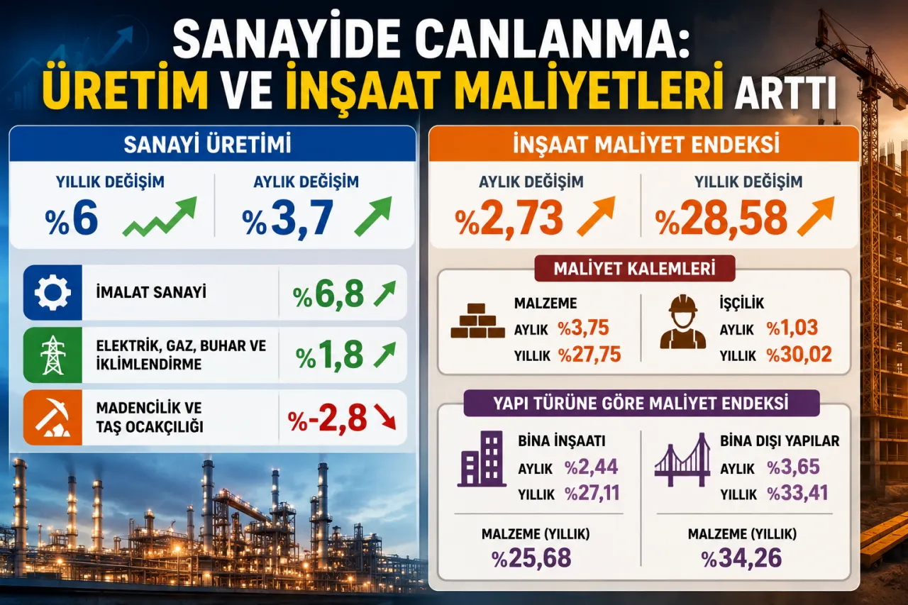 Sanayi Üretiminde Güçlü Artış, İnşaat Maliyetlerinde Yükseliş Sürüyor