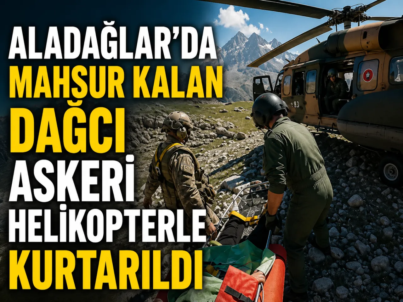 Aladağlar’da Mahsur Kalan Dağcı Askeri Helikopterle Kurtarıldı