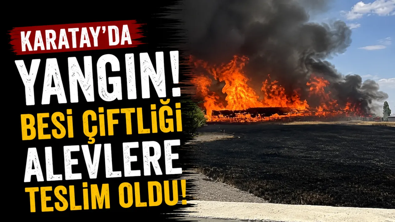 Konya Karatay’da Besi Çiftliğinin Yanındaki Ekili Tarlada Yangın Çıktı