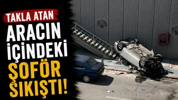 Konya’da Kontrolden Çıkan Araç Takla Attı, Sürücü Araca Sıkıştı