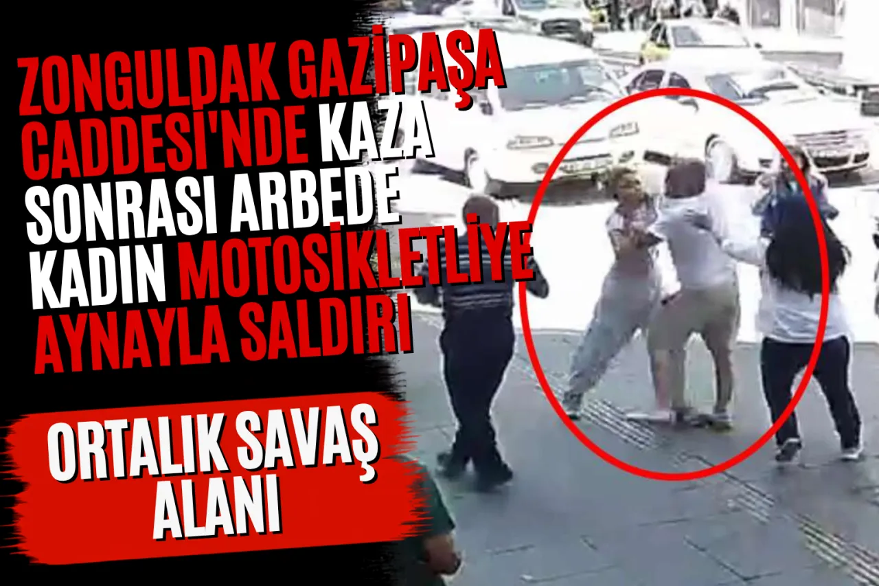 Zonguldak Gazipaşa Caddesi'nde Kaza Sonrası Arbede: Kadın Motosikletliye Aynayla Saldırı