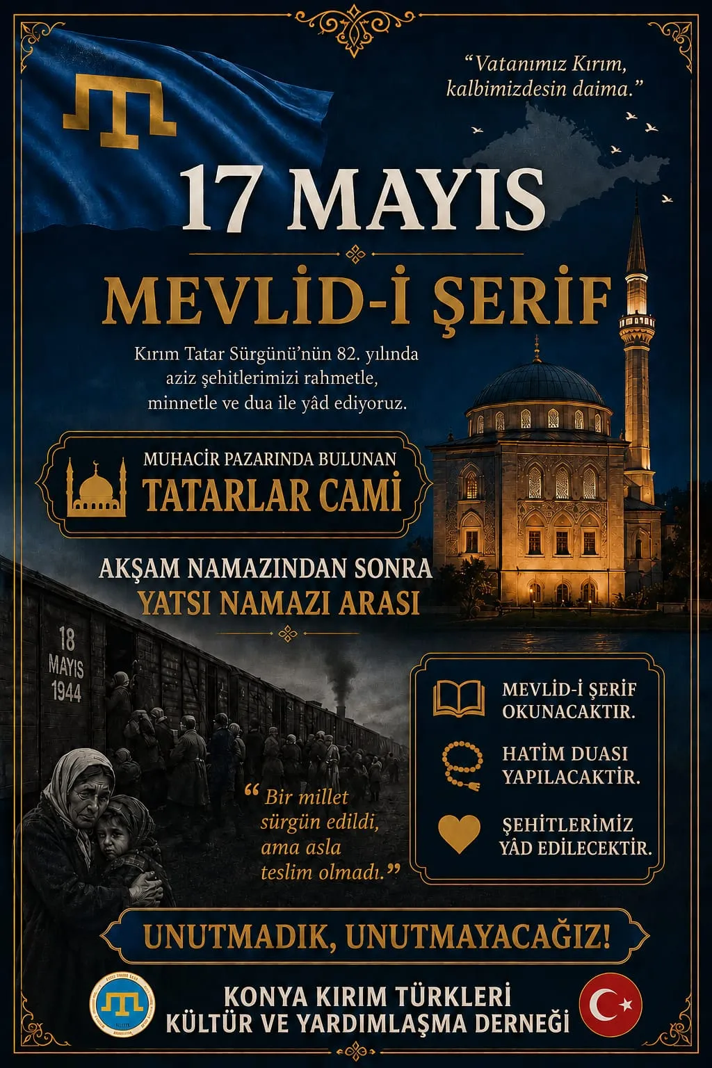 Konya’da Kırım Tatar Sürgünü’nün 82. Yılında Mevlid Programı Düzenlenecek