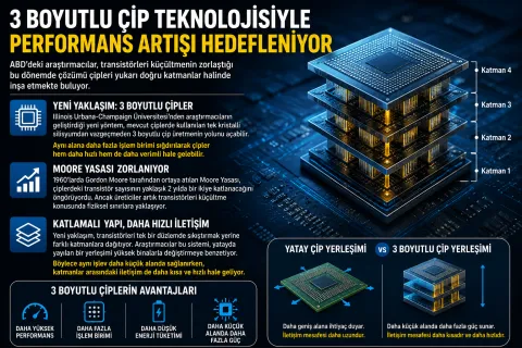 3 Boyutlu Çip Teknolojisiyle Performans Artışı Hedefleniyor