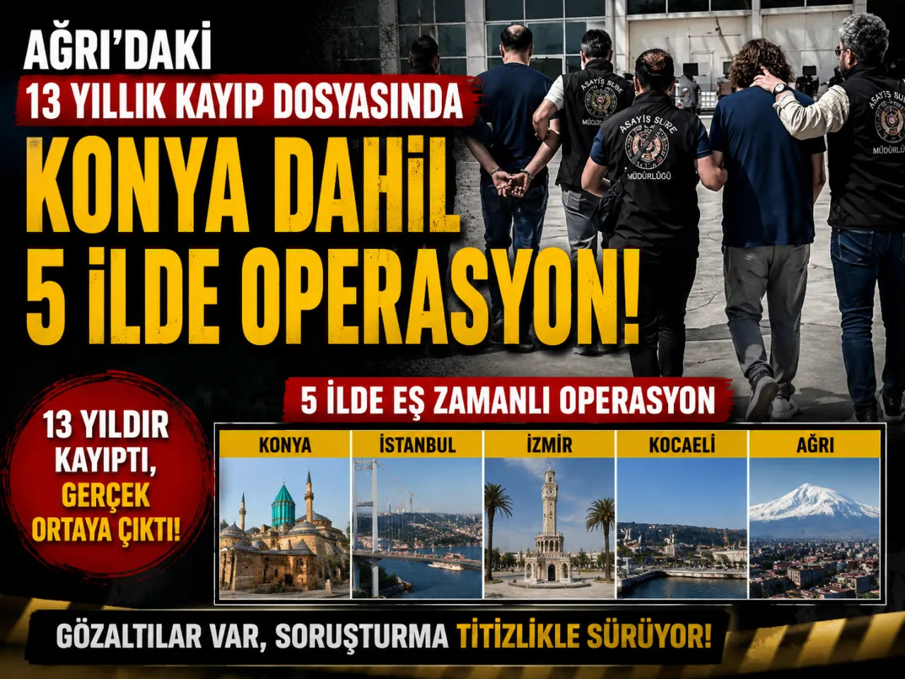 Ağrı’daki 13 Yıllık Kayıp Dosyasında Konya Dahil 5 İlde Operasyon