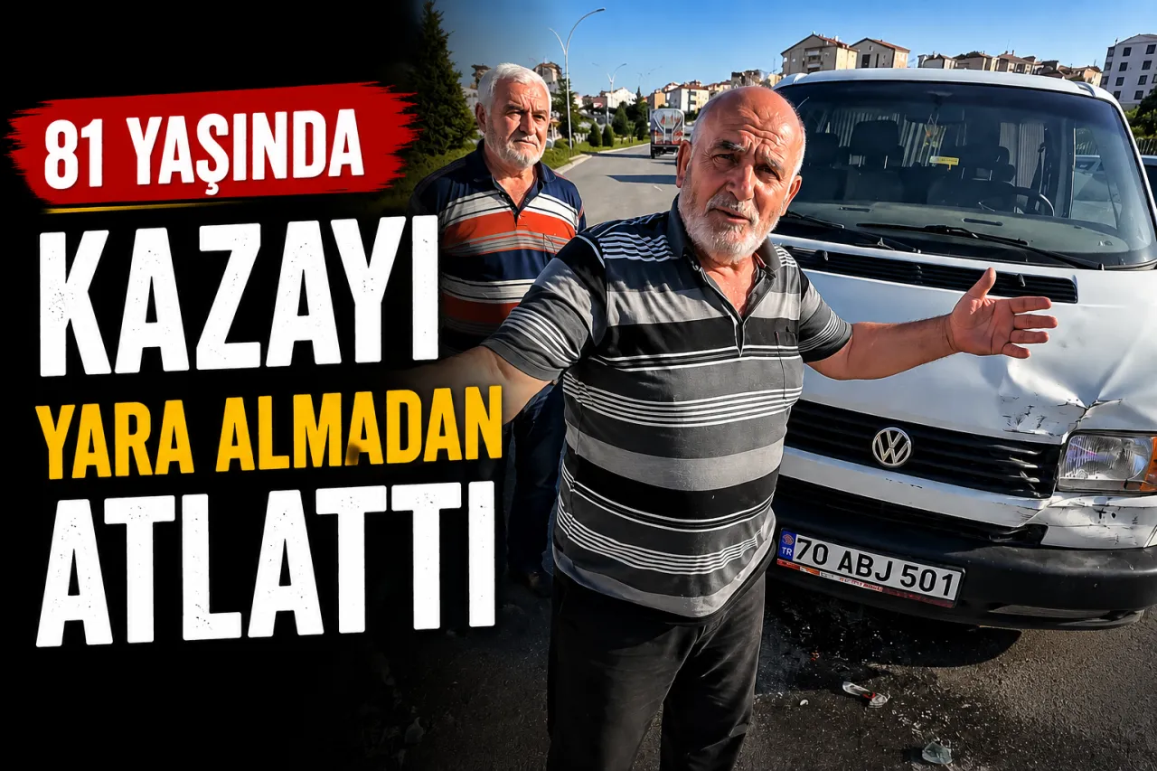 81 Yaşındaki Sürücü Herkesi Şaşırttı: Yan Yatan Minibüsten Burnu Bile Kanamadan Çıktı