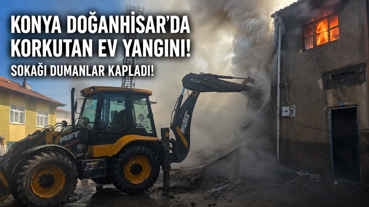 Konya Doğanhisar'da Korkutan Ev Yangını: Sokağı Dumanlar Kapladı!