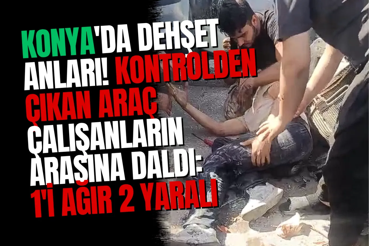 Konya Selçuklu'da Trafik Kazası: Otomobil Yol Kenarındaki Çalışanlara Çarptı