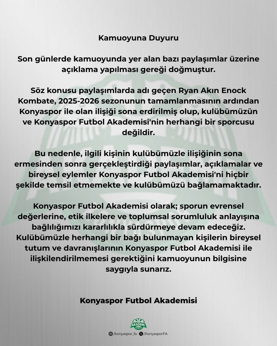 Konyaspor'dan Fenerbahçe Formalı Paylaşım Yapan Ryan Kombate Hakkında Açıklama haber fotoğrafı