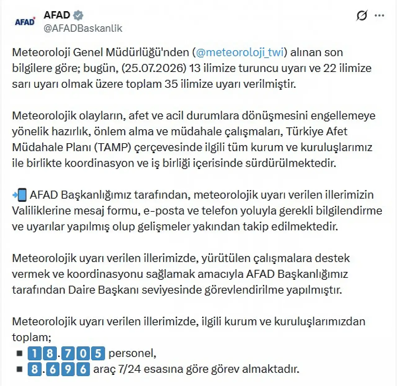 35 ilde sarı ve turuncu alarm! Konya için de tedbirler artırıldı haber fotoğrafı