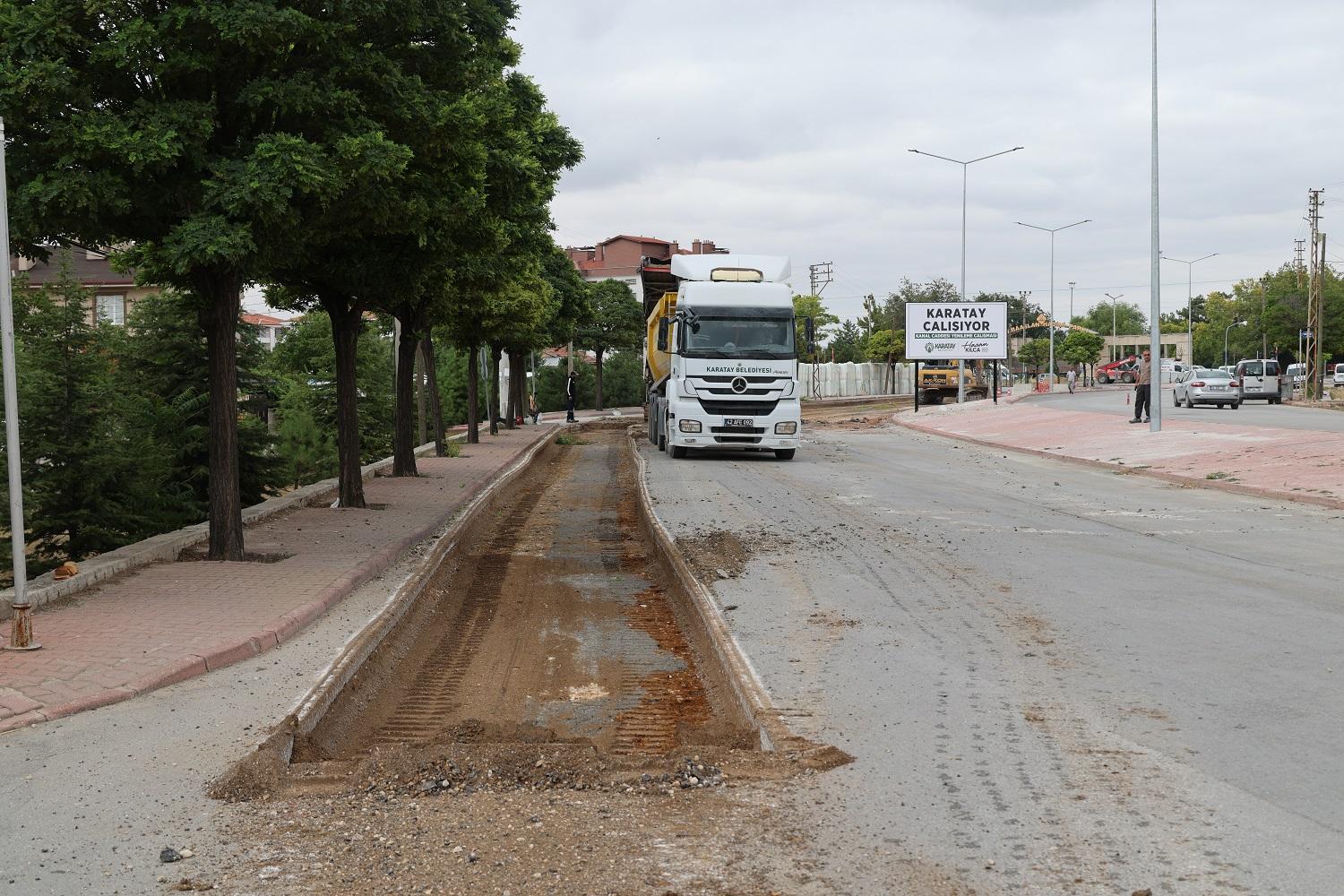 Karatay Belediyesi Kanal Caddesi'nde yeni asfalt çalışması başlattı haber fotoğrafı