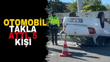 Otomobilin takla attığı kazada 5 kişi yaralandı