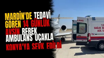 Mardin'de Tedavi Gören 14 Günlük Avşin Bebek Ambulans Uçakla Konya'ya Sevk Edildi