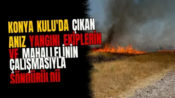 Konya Kulu'da Çıkan Anız Yangını Ekiplerin ve Mahallelinin Çalışmasıyla Söndürüldü