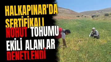 Halkapınar'da sertifikalı nohut tohumu ekili alanlar denetlendi
