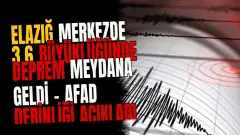 Elazığ Merkezde 3,6 Büyüklüğünde Deprem Meydana Geldi - AFAD Derinliği Açıkladı
