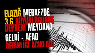 Elazığ Merkezde 3,6 Büyüklüğünde Deprem Meydana Geldi - AFAD Derinliği Açıkladı