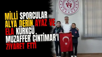 Milli sporcular Alya Derin Ayaz ve Ela Kürkçü Muzaffer Çintimar'ı ziyaret etti