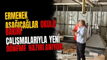 Ermenek Aşağıçağlar Okulu Bakım Çalışmalarıyla Yeni Döneme Hazırlanıyor