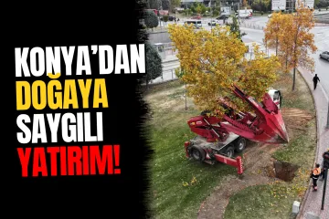 Konya Büyükşehir’den Doğaya Saygılı Yatırım: Tramvay Hattındaki Ağaçlar Naklediliyor
