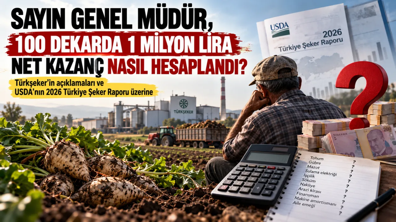 SAYIN GENEL MÜDÜR, 100 DEKARDA 1 MİLYON LİRA NET KAZANÇ NASIL HESAPLANDI?