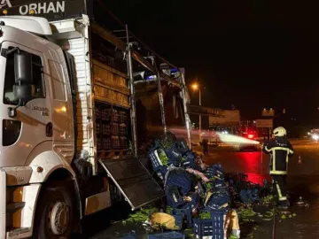 Tonlarca Sebze ve Meyvenin Bulunduğu Kamyon Küle Döndü